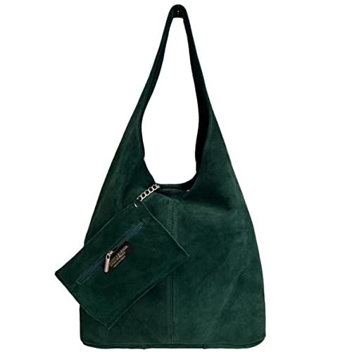 Modarno Umhängetasche Damen Wildleder Clutch Umhängetasche Shopper Damen Echt Leder, Petrol von Modarno