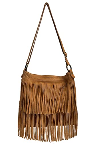 Modarno Umhängetasche mit Fransen aus Wildleder – Umhängetasche für Damen aus Wildleder, Leder von Modarno