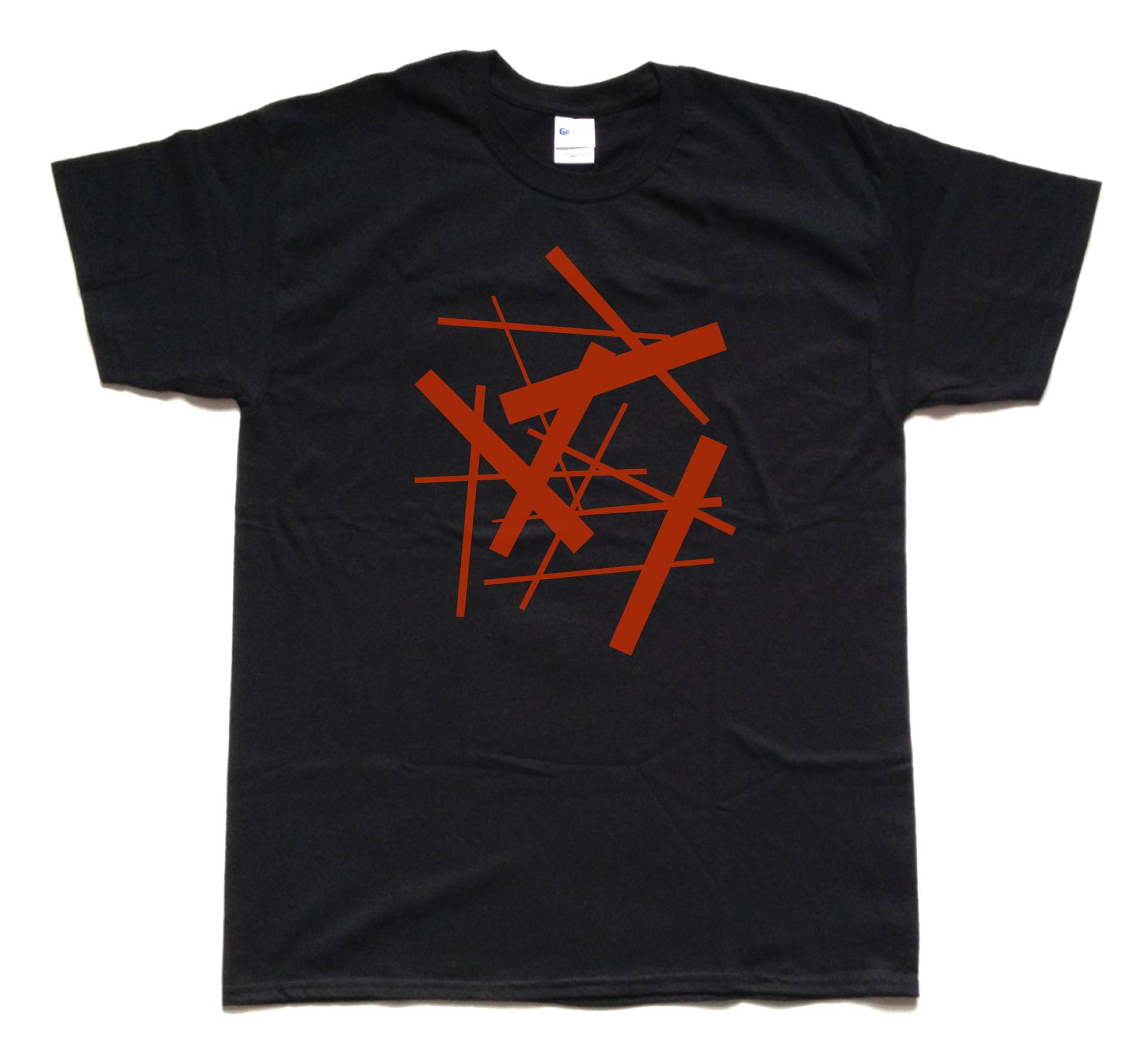 Rot Auf Schwarz Abstract No 2 - Lineares Design Siebdruck-T-Shirt von ModartCreations
