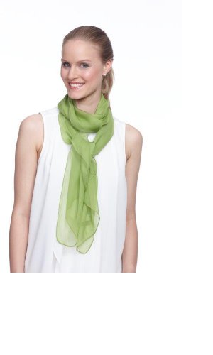Modassori Damen-Mode Schal Seide einfarbig Grün 160cm x 55 Artikelname Georgette Kollektion Frühjahr Sommer 2025 von Modassori