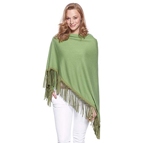Modassori Damen Stola Dreiecks-Tuch Fransen einfarbig grün Kaschmir-Anteil Kollektion 2025 Artikelname Jacky O von Modassori