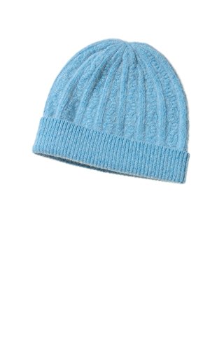 Modassori Damen Strick-Mütze Umschlagmütze Hellblau Angora Wolle Kashmir, Einheitsgröße mittelgroß, 23 cm breit Kollektion 2025 von Modassori