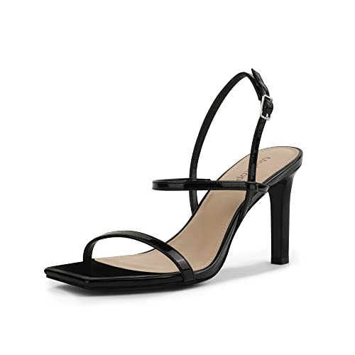 Modatope Damen-Sandalen, offener Zehenbereich, Riemchensandalen, Knöchelriemen, High Heel-Sandalen für Frauen, A-Schwarz, 38 EU von Modatope