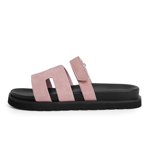 Modatope Flache Damen-Sandalen für Damen, H-Sandalen, A-rosa, 40.5 EU von Modatope