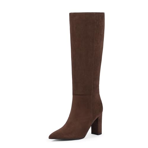Modatope Kniehohe Damenreitstiefel – hohe lange wadenhohe GoGo Chunky Faux Krokodilstiefel – Blockabsatz spitz zulaufender Zehenbereich – Größe 39-45, A-Wildleder, Braun, 37.5 EU Modatope Kniehohe Damenreitstiefel – hohe lange wadenhohe GoGo Chunky Faux Krokodilstiefel – Blockabsatz spitz zulaufender Zehenbereich – Größe 39-45, A-Wildleder, Braun, 37.5 EU von Modatope
