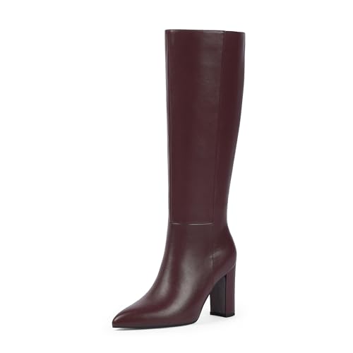 Modatope Kniehohe Damenreitstiefel – hohe lange wadenhohe GoGo Chunky Faux Krokodilstiefel – Blockabsatz spitz zulaufender Zehenbereich – Größe 39-45, A-burgund, 38 EU Modatope Kniehohe Damenreitstiefel – hohe lange wadenhohe GoGo Chunky Faux Krokodilstiefel – Blockabsatz spitz zulaufender Zehenbereich – Größe 39-45, A-burgund, 38 EU von Modatope