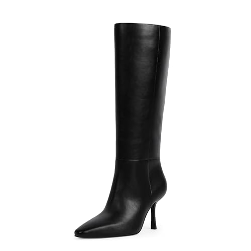 Modatope Kniehohe Stiefel für Damen, quadratischer Zehenbereich, Stiletto-Stiefel, seitlicher Reißverschluss, elegante Stiefel für Damen, A-Schwarz, 37.5 EU Modatope Kniehohe Stiefel für Damen, quadratischer Zehenbereich, Stiletto-Stiefel, seitlicher Reißverschluss, elegante Stiefel für Damen, A-Schwarz, 37.5 EU von Modatope