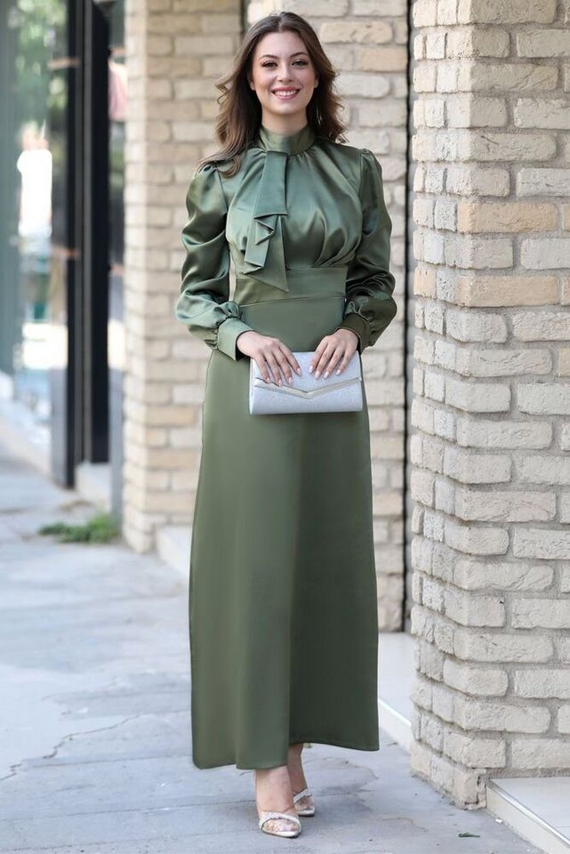 fashionshowcase Abendkleid Elegantes langärmliges Damen Maxikleid aus Satin - Modest Fashion von fashionshowcase