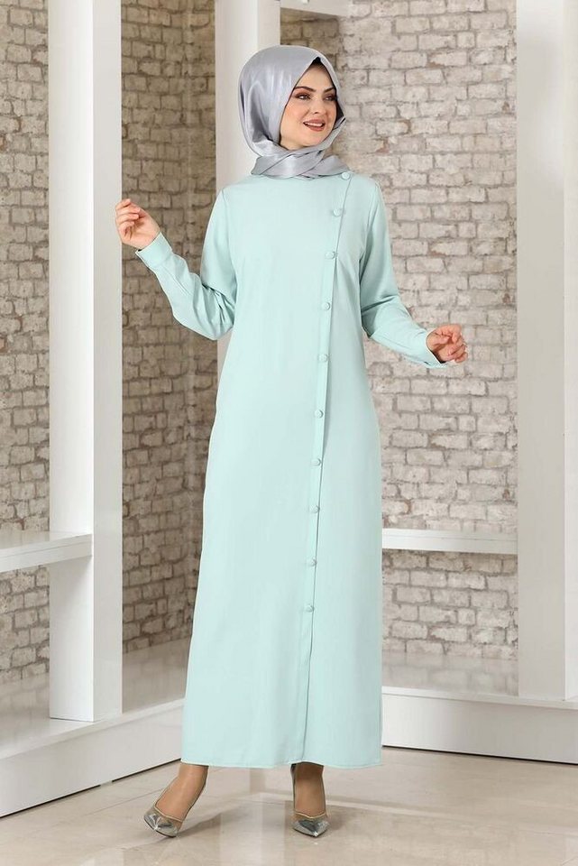 Modavitrini Hemdblusenkleid Abaya mit Knöpfen Hijab Kleid Modest Fashion Abendkleid (BD FERACE) aus Kreppstoff von Modavitrini