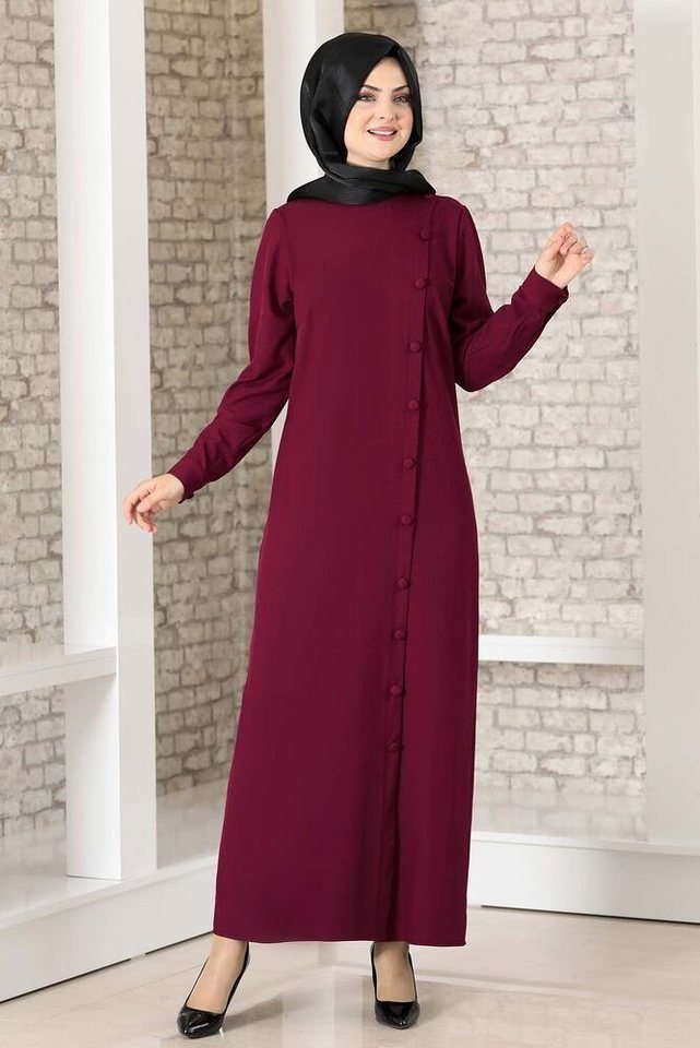 Modavitrini Hemdblusenkleid Abaya mit Knöpfen Hijab Kleid Modest Fashion Abendkleid (BD FERACE) aus Kreppstoff von Modavitrini