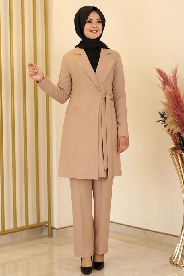 Modavitrini Hosenanzug Damen Zweiteiler – Langarm Long-Sakko mit Hose – Modest Fashion (eleganter Outfit) mit Reverskragen von Modavitrini