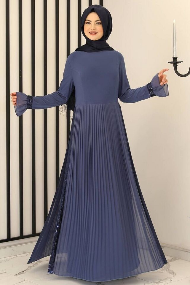 Modavitrini Maxikleid Damen Hijab Abendkleid mit Pailletten Modest Abiye Abaya (EYLÜL) Faltendetail Rock von Modavitrini