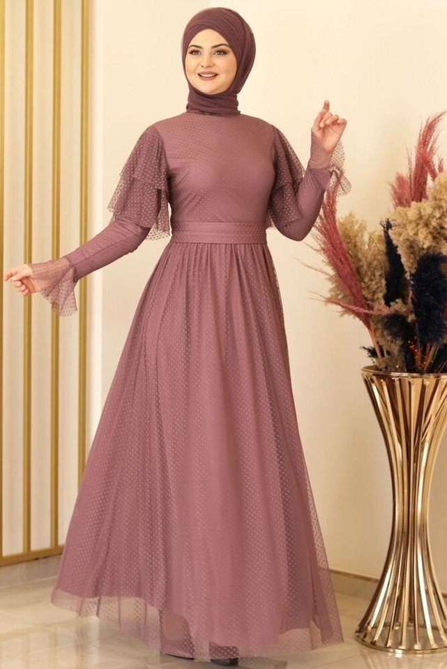 Modavitrini Tüllkleid Abendkleid aus gepunktetem Tüll Hijab Kleid Abiye Abaya von Modavitrini
