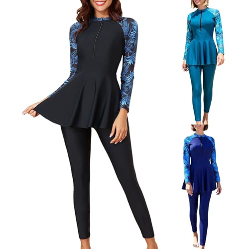 2-TLG Burkini Set Damen - Muslimische Bademode Langarm Schwimmoberteil - Modest Volle Abdeckung Schnelltrocknend Sport Schwimmanzug von Modaworld