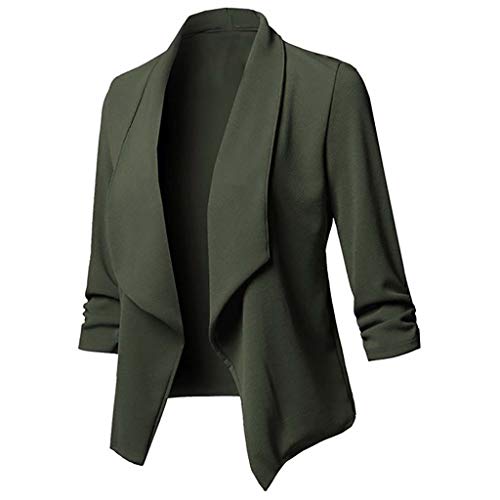 Modaworld Blazer Damen Elegant Sportlich Trachtenblazer Business Freizeit Revers Geraffte Ärmel Festival Outfit Jacke von Modaworld