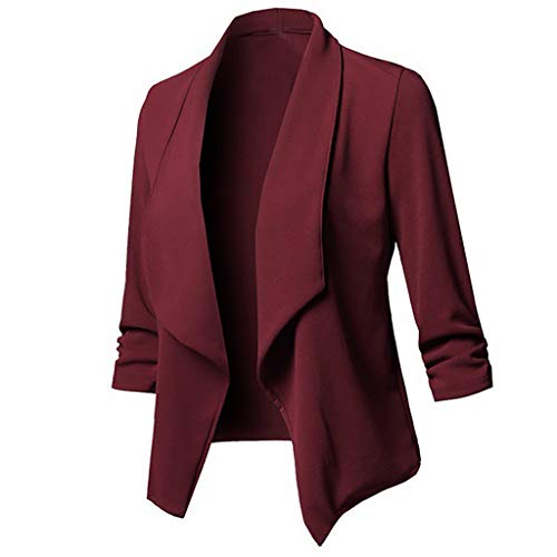 Modaworld Blazer Damen Elegant Sportlich Trachtenblazer Business Freizeit Revers Geraffte Ärmel Festival Outfit Jacke von Modaworld