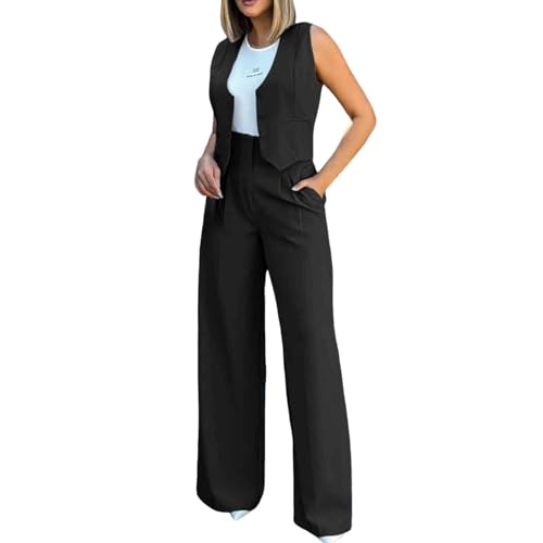 Damen Hosenanzug Elegant Business Anzug Blazer Hose 2-teilig Set Zweiteiler Slimfit Hosen + Weste Mode 2 Teiler Festlich Sportlich Streetwear Formal Festlicher Suit von Modaworld