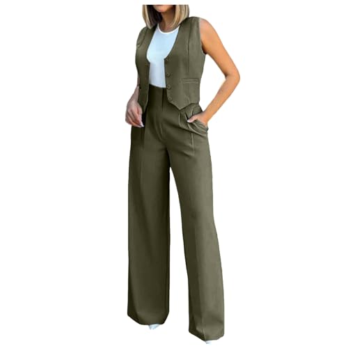 Damen Hosenanzug Elegant Business Anzug Blazer Hose 2-teilig Set Zweiteiler Slimfit Hosen + Weste Mode 2 Teiler Festlich Sportlich Streetwear Formal Festlicher Suit von Modaworld