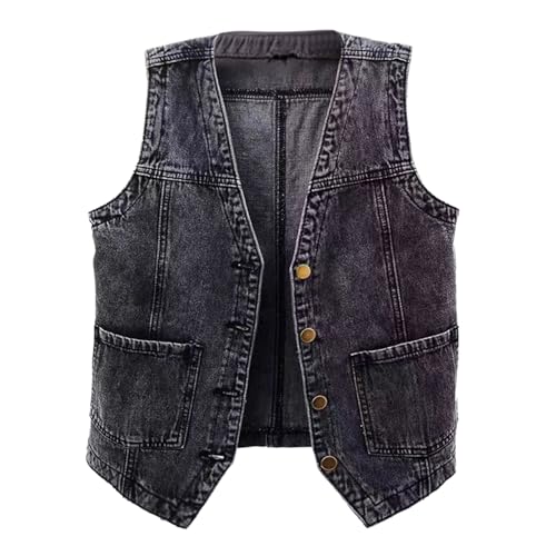 Damen Jeansweste übergröße Denim Jacke Ärmellos Beiläufige Jeansweste Weste Vest Frühling Cardigan von Modaworld