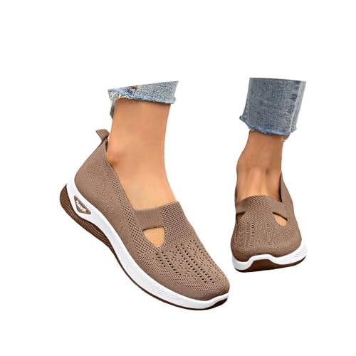 Damen Slip on Sneaker Frauen Gewebt Orthopädische Schuhe Atmungsaktiv Turnschuhe Leicht Laufschuhe Sportschuhe Bequeme Schlupfschuhe Walkingschuhe Arch Support Schuhe von Modaworld