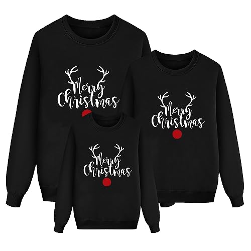 Familien Weihnachtspullover Set,Family Christmas Sweatshirt Fun Rentier Weihnachtspulli Weihnachten Pulli Pullover für Damen Herren Kinder von Modaworld
