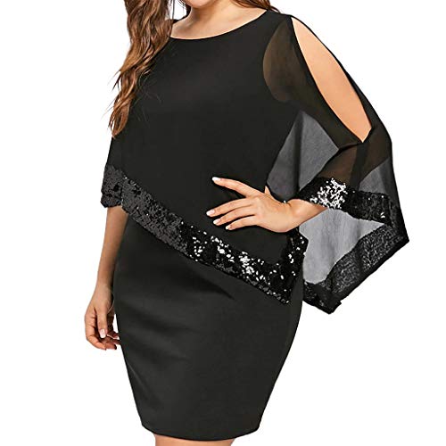 Große Größen Damen Kleid Knielang Asymmetrisch Elegant Abendkleider Für Mollige Frauen Partykleid Kurzarm Festlich Hochzeit Kleider von Modaworld