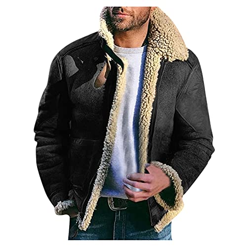 Modaworld Lederjacken Herren Mantel Echtes Leder Stehkragen Motorrad Militär Fliegerjacke Bomberjacke Gefüttert Motorradjacke Übergangsjacke Vintage Wasserdicht Winterjacke von Modaworld