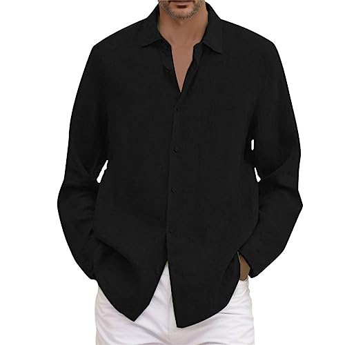 Leinenhemd Herren Hemd Sommer Kurzarm Sommerhemd Männer Regular Fit Freizeithemd Bequem Oberteile Modisches Sommerhemden Loose Fit Hemden Leichte Atmungsaktives Leinenshirt Leinen Businesshemd von Modaworld