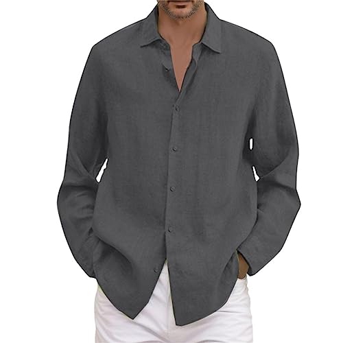 Leinenhemd Herren Hemd Sommer Kurzarm Sommerhemd Männer Regular Fit Freizeithemd Bequem Oberteile Modisches Sommerhemden Loose Fit Hemden Leichte Atmungsaktives Leinenshirt Leinen Businesshemd von Modaworld