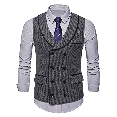 Modaworld Anzug Weste Anzugweste Herren Slim Fit Weste V- Ausschnitt Slim Fit Klassische Elegant Retro Business Hochzeit Freizeit Tweed Weste für Männer von Modaworld