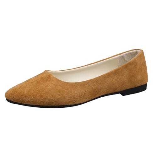 Modaworld Damen Ballerinas mit Rundkappe Flache Slip-On Schuhe Superweich für Komfort Bequem für Spaziergänge Niedriger Keilabsatz Lässiger Stil von Modaworld