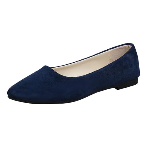 Modaworld Damen Ballerinas mit Rundkappe Flache Slip-On Schuhe Superweich für Komfort Bequem für Spaziergänge Niedriger Keilabsatz Lässiger Stil von Modaworld