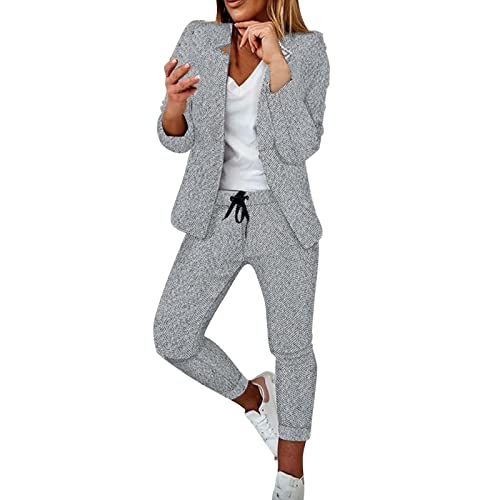 Modaworld Damen Hosenanzug Elegant Business Anzug Set Hosenanzug Blazer Hose 2-teilig Anzug Karo Kariert Zweiteiler Slimfit Festlich Sportlich Hosenanzug Streetwear von Modaworld