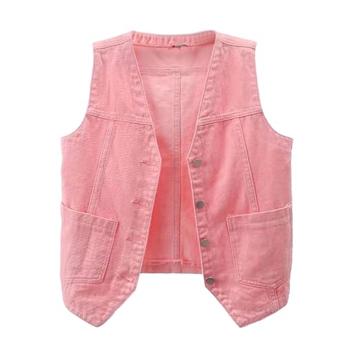 Modaworld Damen Jeansweste übergröße Denim Jacke Ärmellos Beiläufige Jeansweste Denim Weste Vest Frühling Cardigan Top Outwear von Modaworld