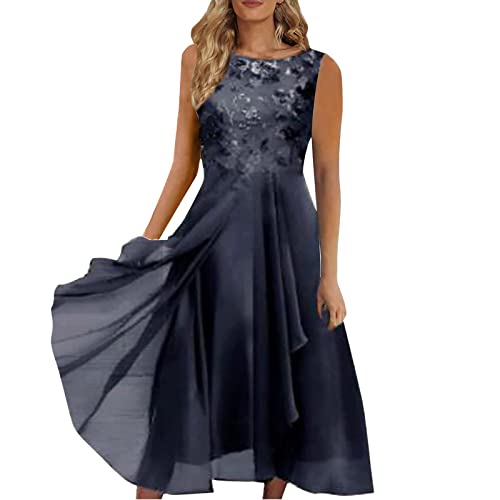 Modaworld Damen Kleider Spitzenkleid Chiffon Cocktailkleid Festliches Ballkleid Brautjungfernkleider Freizeit Kleider Für Hochzeit Midi Abendkleider von Modaworld