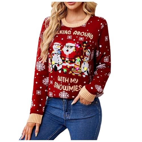 Modaworld Damen LED Beleuchtete Rentier Hässliche Weihnachtspullover Damen mit Integrierten Leuchtmitteln Modaworld Damen LED Beleuchtete Rentier Hässliche Weihnachtspullover Damen mit Integrierten Leuchtmitteln von Modaworld