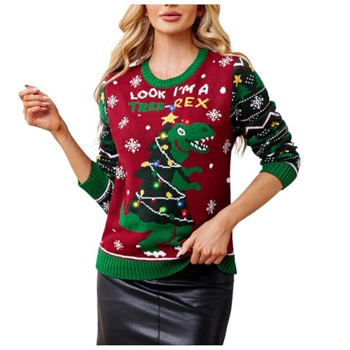 Modaworld Damen LED Beleuchtete Rentier Hässliche Weihnachtspullover Damen mit Integrierten Leuchtmitteln von Modaworld