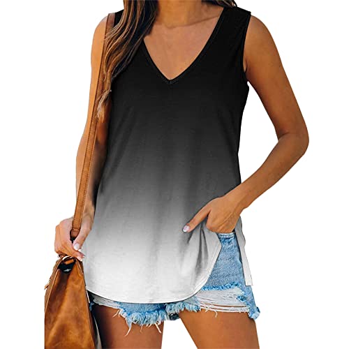 Modaworld Damen Tank Top Sommer Ärmellose T Shirt V-Ausschnitt Weste Bluse Basic Oberteile Tunika Casual Lose Shirt Tops von Modaworld