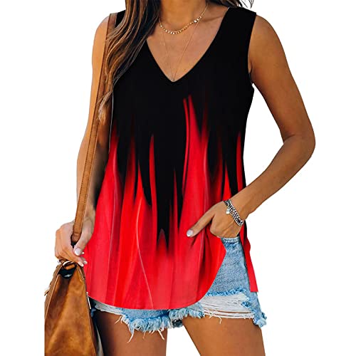 Modaworld Damen Tank Top Sommer Ärmellose T Shirt V-Ausschnitt Weste Bluse Basic Oberteile Tunika Casual Lose Shirt Tops von Modaworld