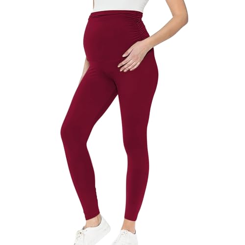 Modaworld Damen Umstandsleggings High Waist Schwangerschaftsleggings Blickdicht Freizeithose Umstandshose Stretch Umstandsmode für Schwangere Lang von Modaworld