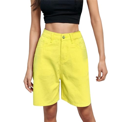 Modaworld Damen Vintage High Waist Jeans Shorts Sommer Casual Cargo Kurze Hose mit Taschen Damen Bermuda Shorts von Modaworld