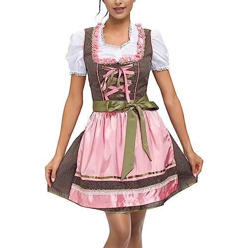 Modaworld Dirndl Damen Oktoberfest Trachtenkleid Trachtenmode Kleidung Kostüm-Set für Damen perfekt für Fasching Outfit, Karneval Kostüm Damen von Modaworld