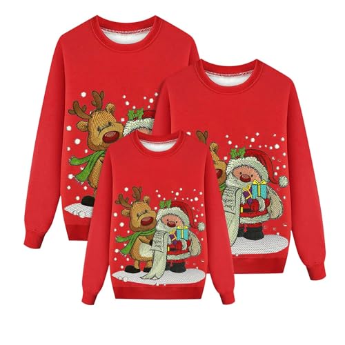 Modaworld Familien Weihnachtspullover Set, Family Christmas Sweatshirt Mode Fun Rentier Weihnachtspulli Pullover Weihnachten Pulli für Kinder Damen Herren von Modaworld
