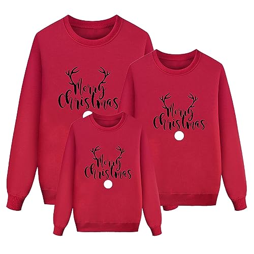 Modaworld Familien Weihnachtspullover Set,Family Christmas Sweatshirt Fun Rentier Weihnachtspulli Weihnachten Pulli Pullover für Damen Herren Kinder von Modaworld