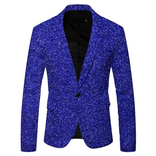 Modaworld Glitzer Sakko Herren Glitzer Outfit Anzugjacke Sportlich Party Glitzer Anzug Pailletten Anzug Slim Fit Performance Kostüm Glitzer Blazer Smoking Jacket von Modaworld