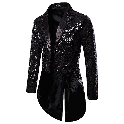 Modaworld Glitzer Sakko Herren Party Slim Fit Blazer Frack Pailletten Gold Anzugjacke Zirkus Kostüm Vintage Paillette Sakko von Modaworld