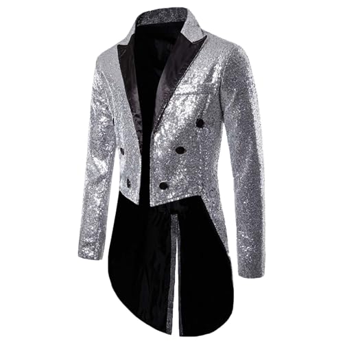 Modaworld Glitzer Sakko Herren Party Slim Fit Blazer Frack Pailletten Gold Anzugjacke Zirkus Kostüm Vintage Paillette Sakko von Modaworld