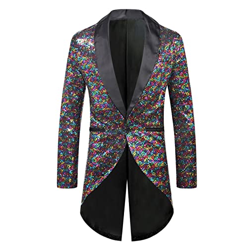 Modaworld Glitzer Sakko Herren Party Slim Fit Blazer Frack Pailletten Gold Anzugjacke Zirkus Kostüm Vintage Paillette Sakko von Modaworld