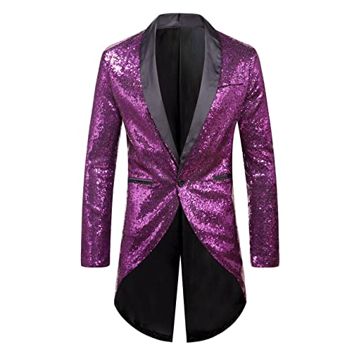 Modaworld Glitzer Sakko Herren Party Slim Fit Blazer Frack Pailletten Gold Anzugjacke Zirkus Kostüm Vintage Paillette Sakko von Modaworld