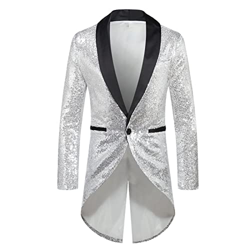 Modaworld Glitzer Sakko Herren Party Slim Fit Blazer Frack Pailletten Gold Anzugjacke Zirkus Kostüm Vintage Paillette Sakko von Modaworld